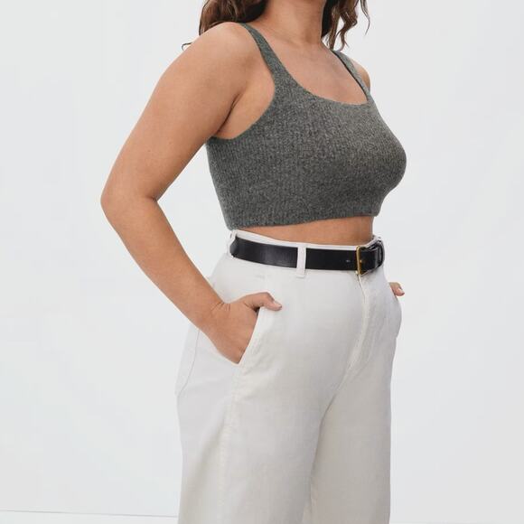 Everlane Cozy Stretch Tank Womens M Wool Yak Dark Grey Elevated Basic Luxury NWT - Picture 1 of 12